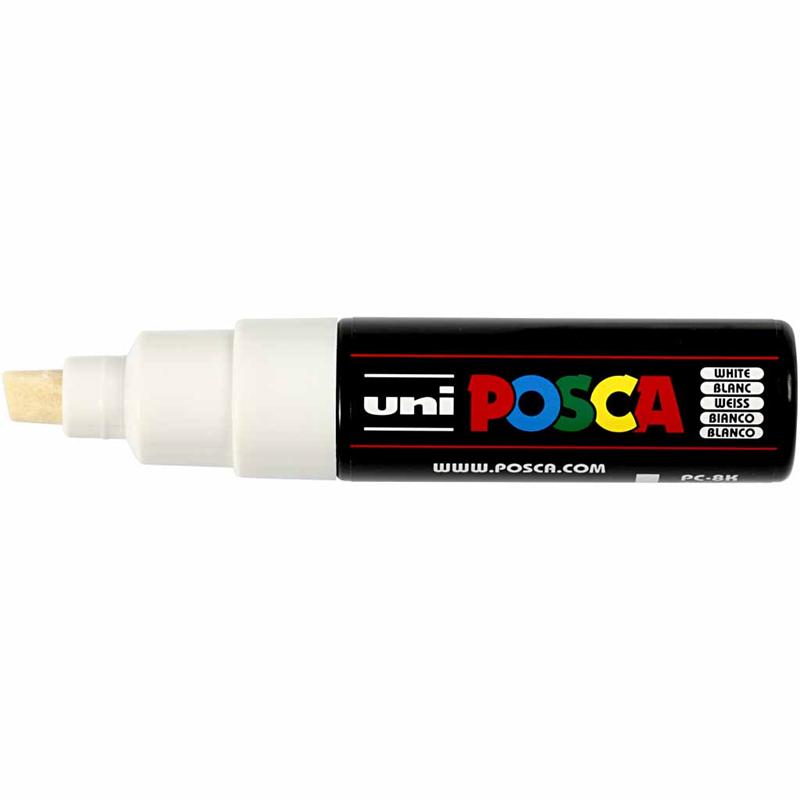 Posca verfstift PC8K Brede & schuin afgeschneden punt - Wit