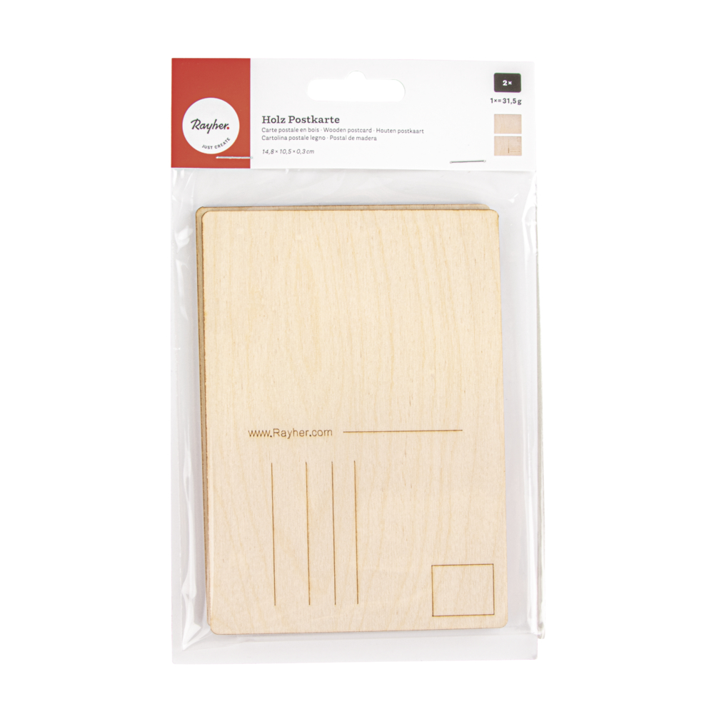 Houten postkaart, 14.8x10.5 cm - 2 stuks