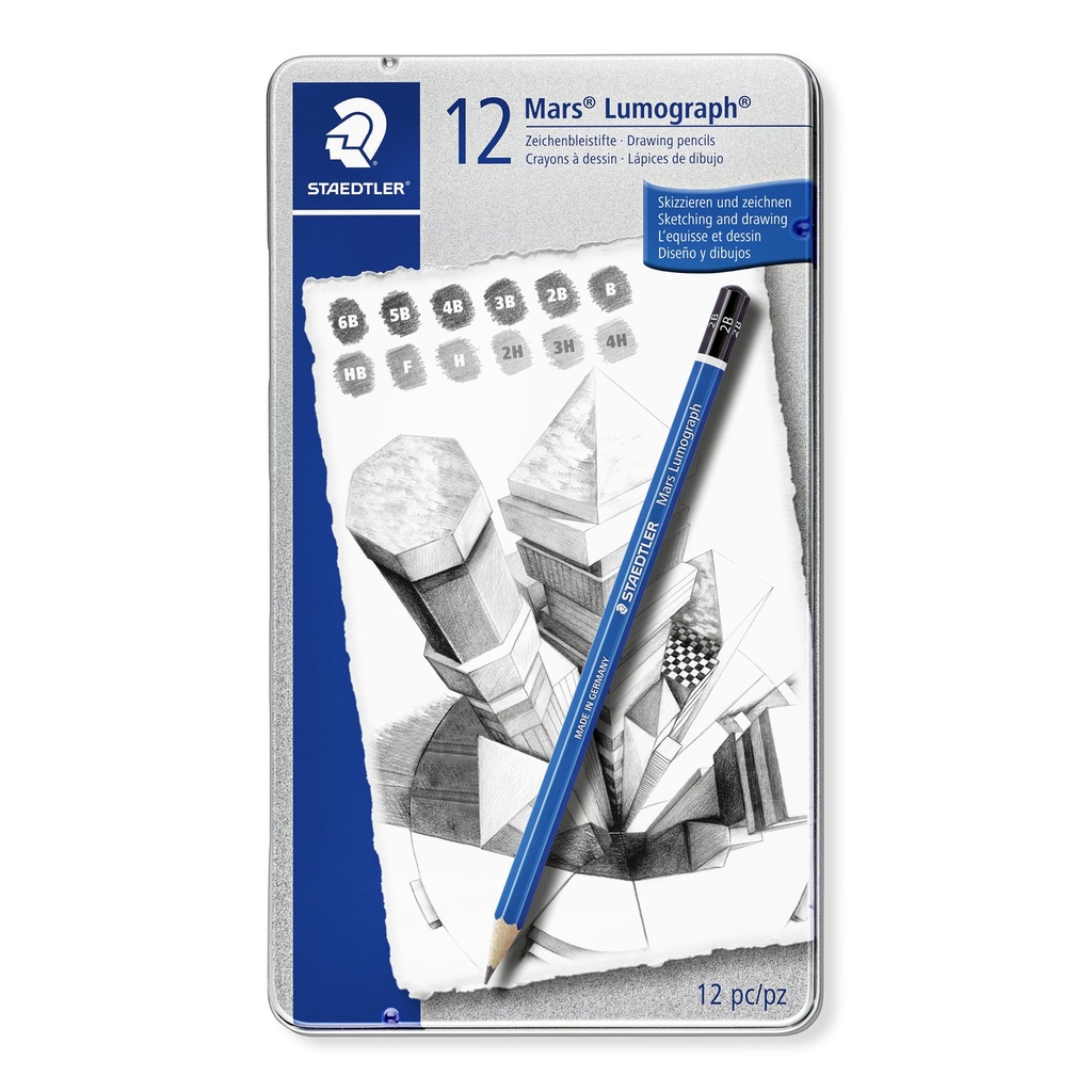 Staedtler tekenpotloden Mars Lumograph, metalen etui - 12stuks