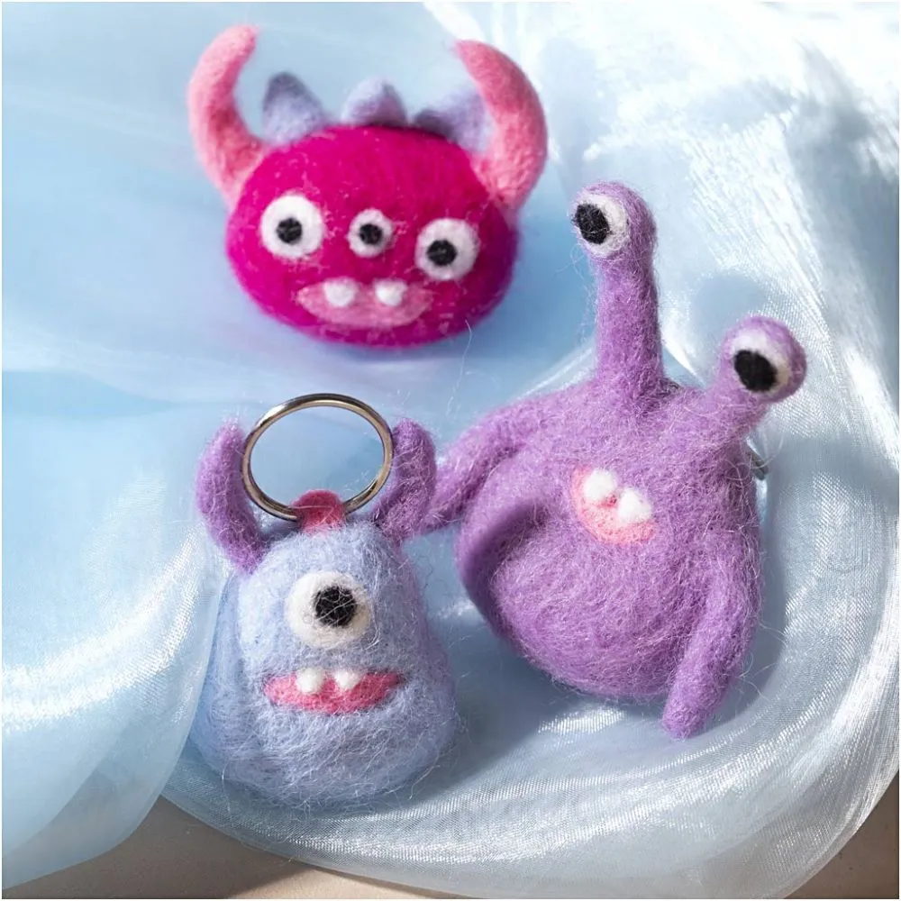 Mini Hobbyset Naaldvilten, diverse kleuren, Monster, 1 doos