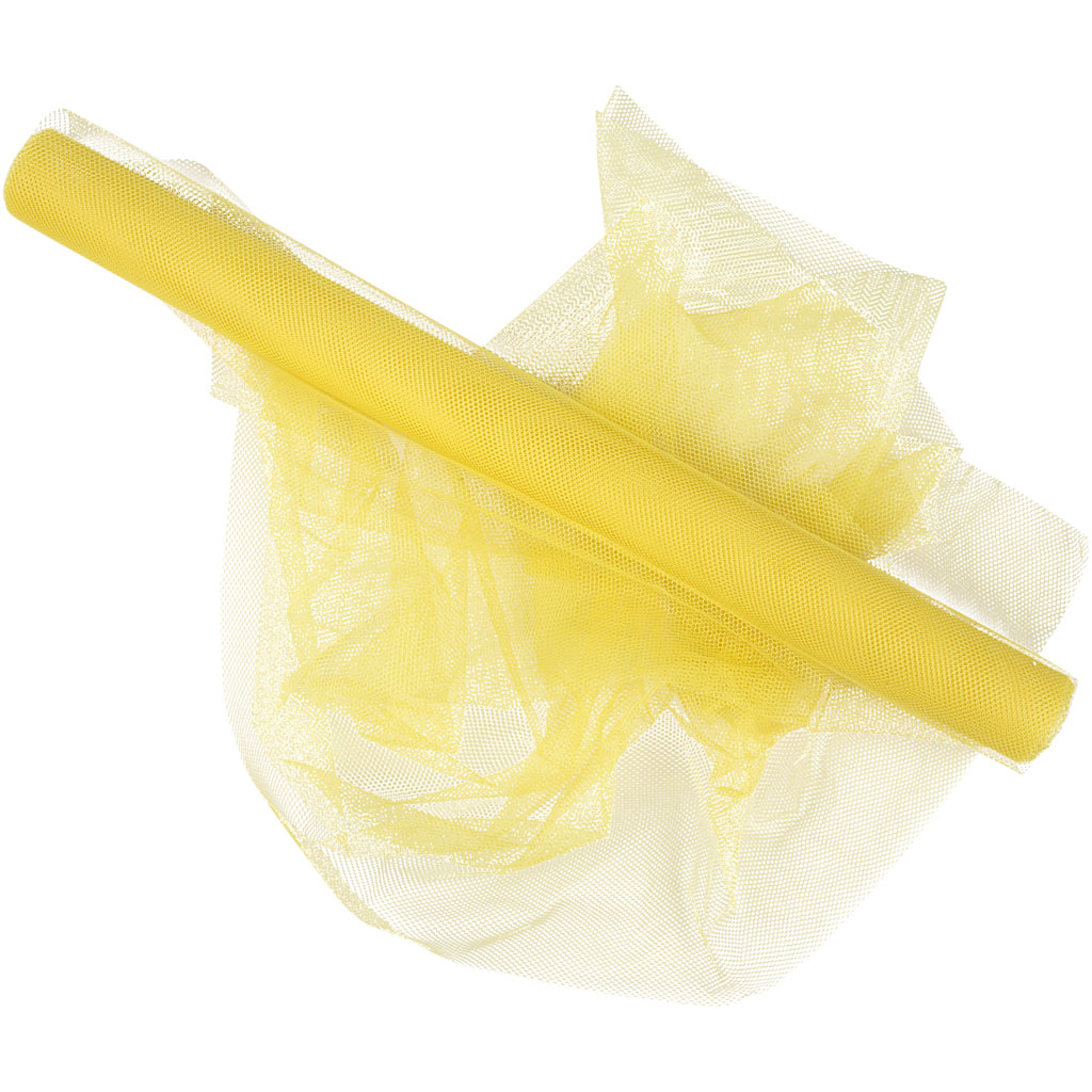 Tulle, L: 50 cm, jaune, 5 m/ 1 rouleau