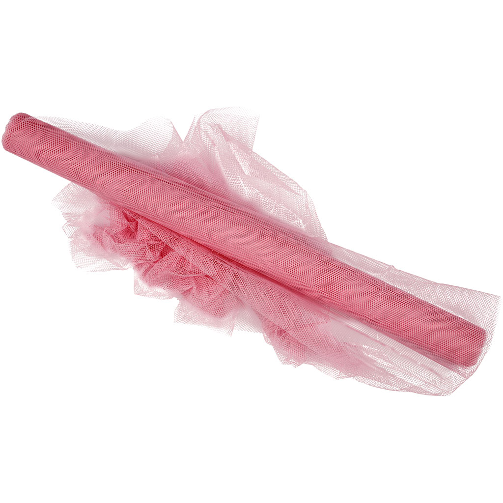 Tulle, L: 50 cm, rose, 5 m/ 1 rouleau