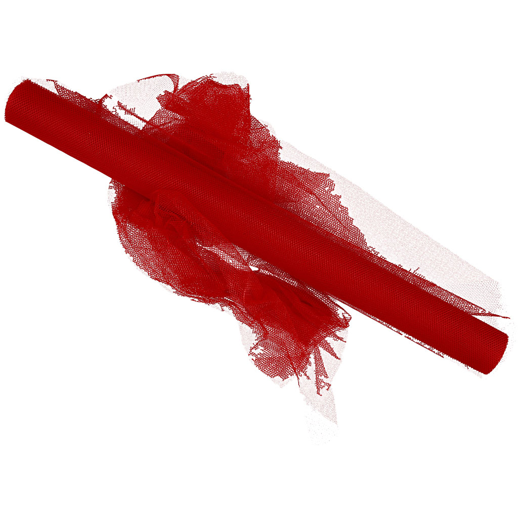 Tulle, L: 50 cm, rouge, 5 m/ 1 rouleau