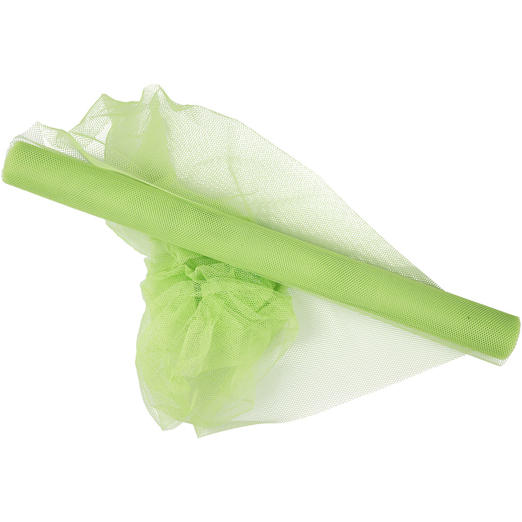 Tulle, L: 50 cm, vert néon, 5 m/ 1 rouleau