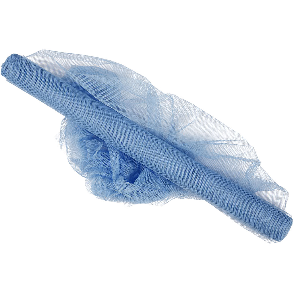 Tulle, L: 50 cm, bleu clair, 5 m/ 1 rouleau