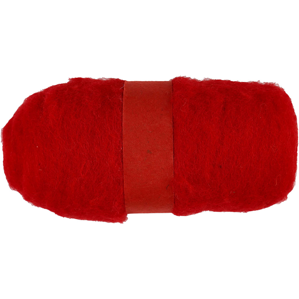 Gekaarde wol - 100 gr, Rood