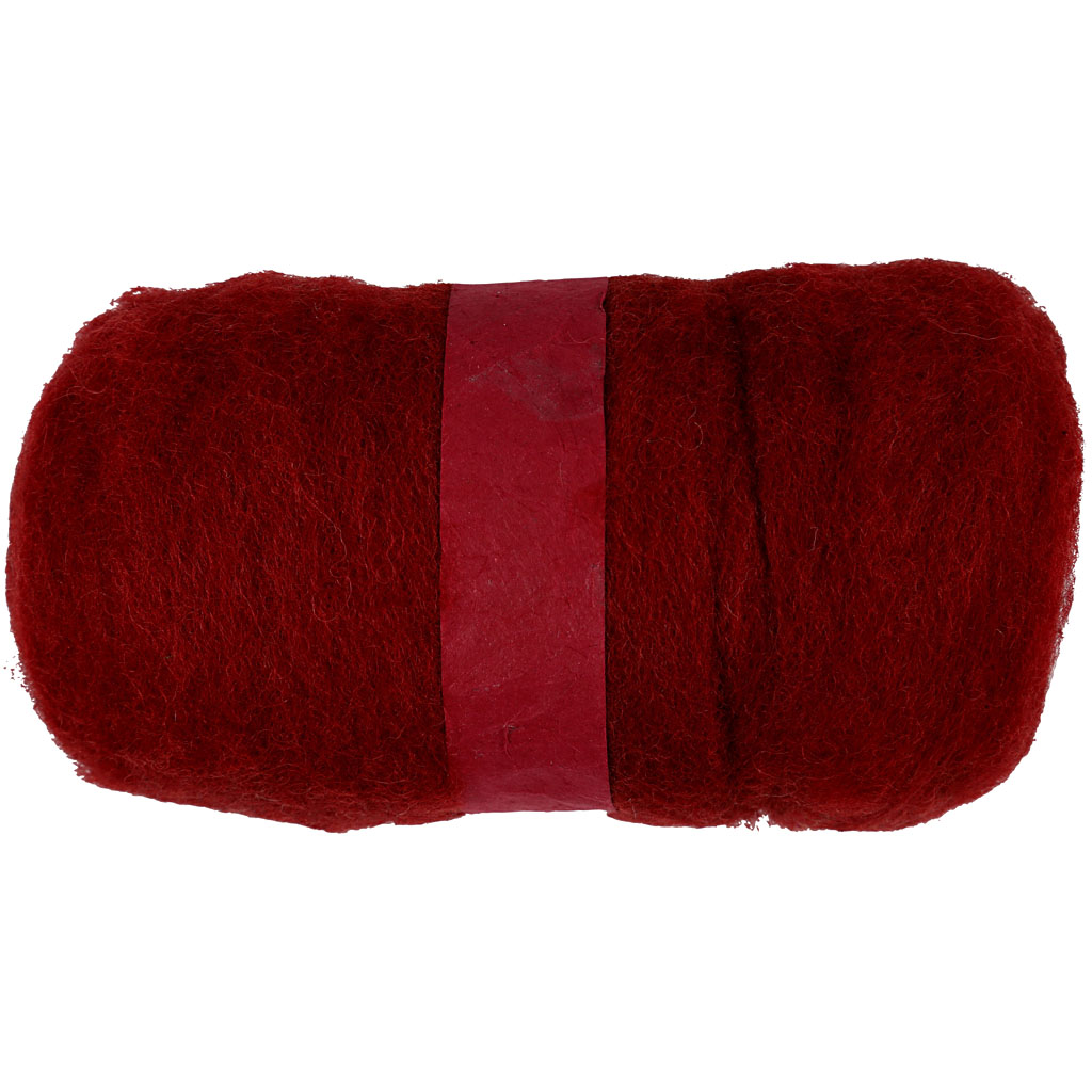 Gekaarde wol - 100 gr, Rood