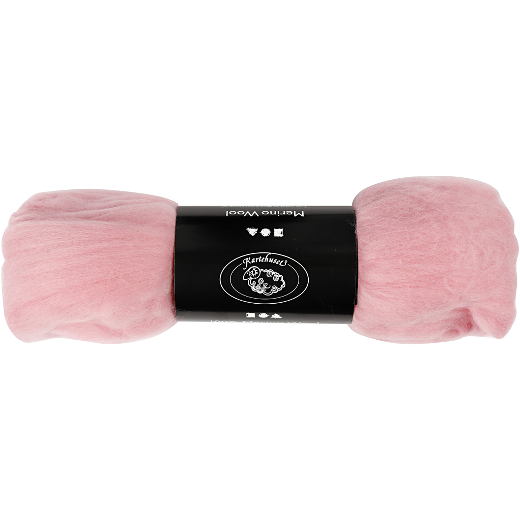 Merino wol, 21 micron, 100 gr licht rose