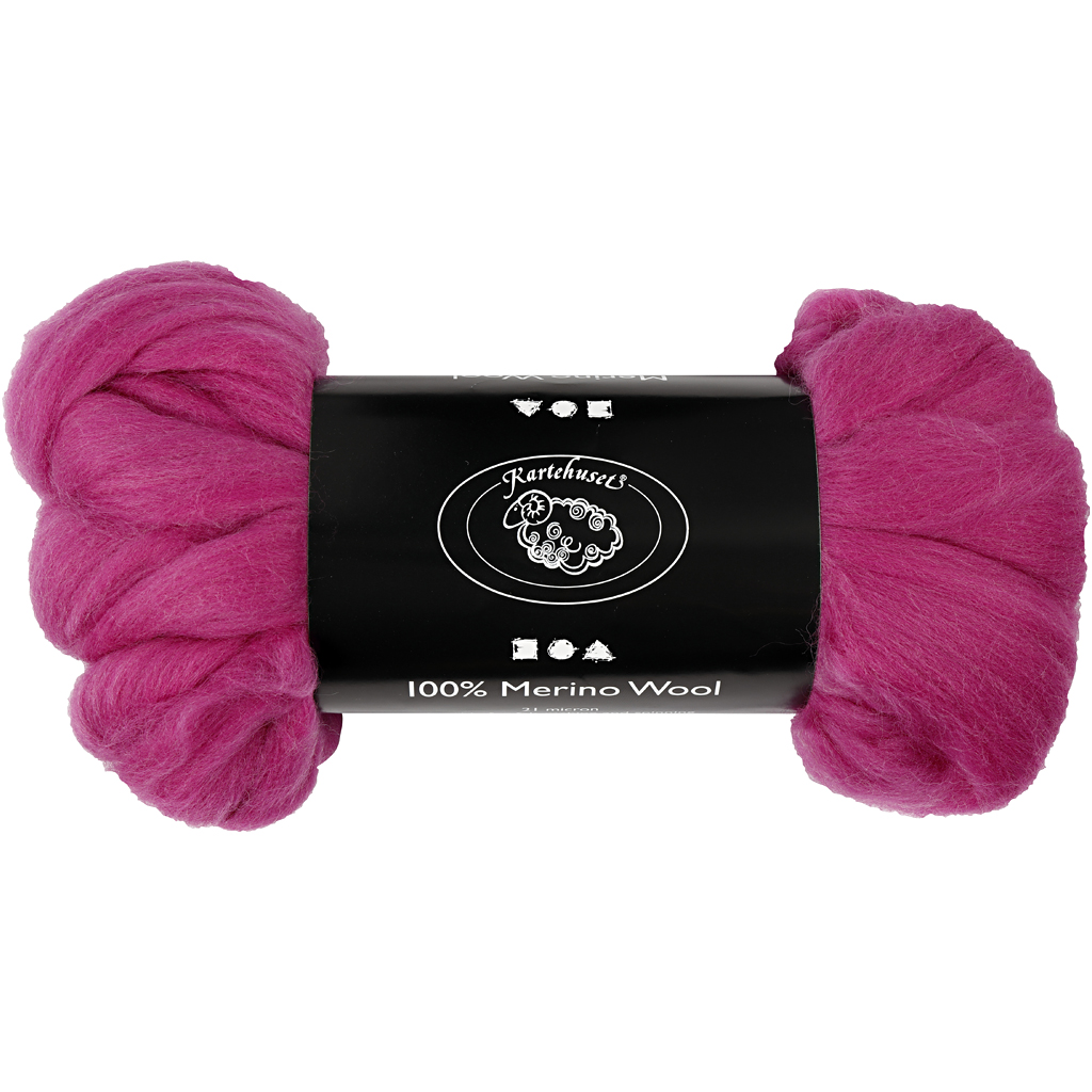 Merino wol, 21 micron, 100 gr paarsrood