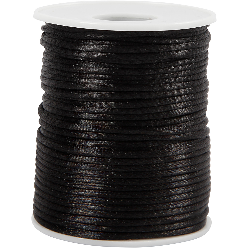 Cordon en satin 2 mm - 50m - Noir