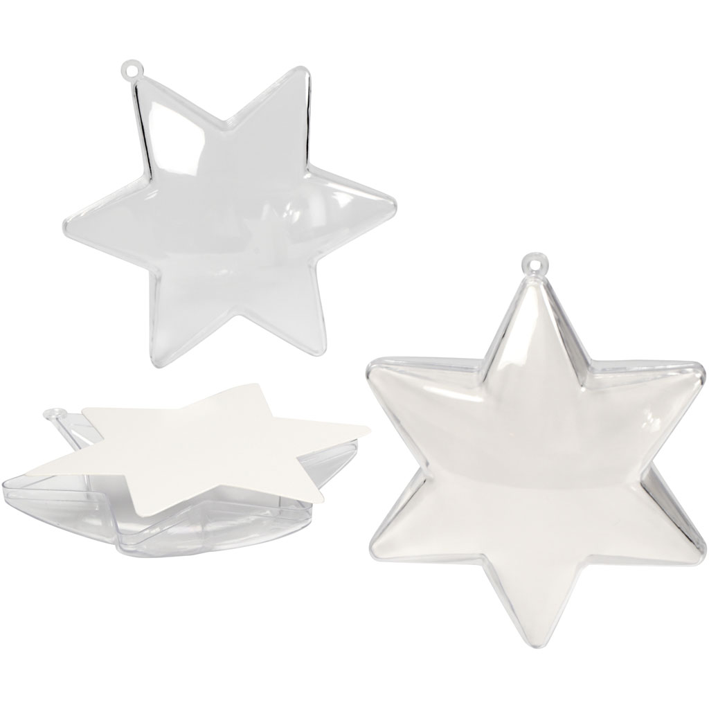 Étoile-déco, H: 10 cm, transparent, 5 pièce/ 1 Pq.