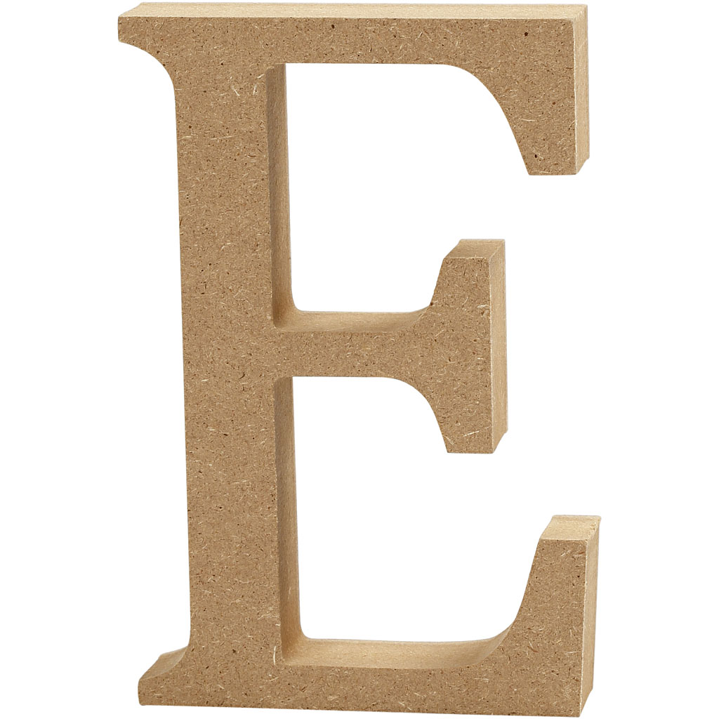 Letter MDF, H: 13 cm, dikte 2 cm - E