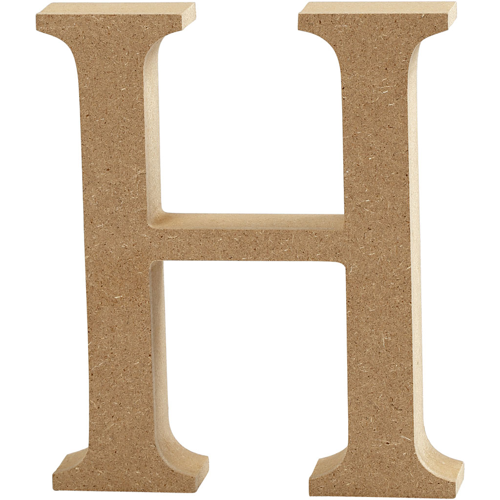 Letter MDF, H: 13 cm, dikte 2 cm - H