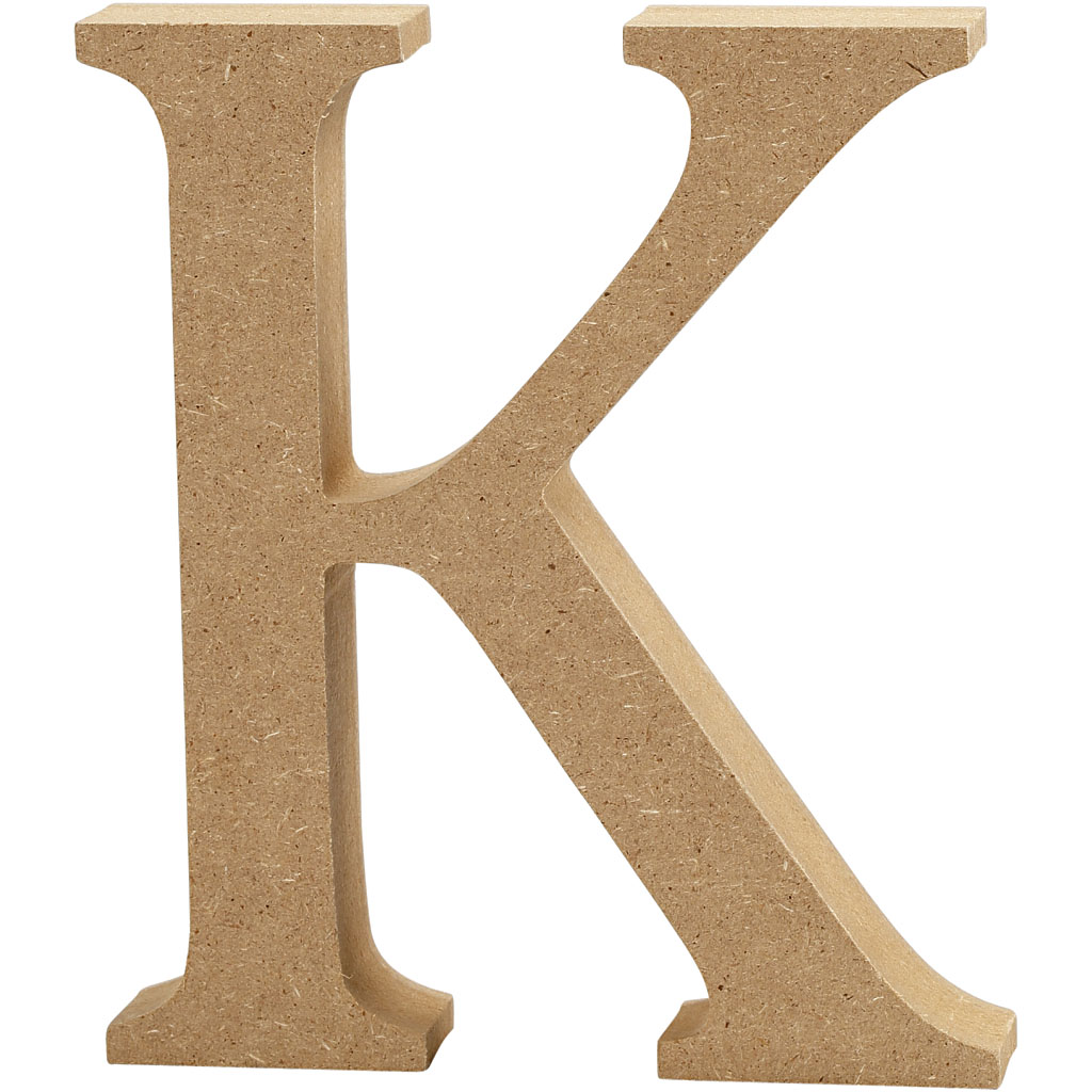 Letter MDF, H: 13 cm, dikte 2 cm - K