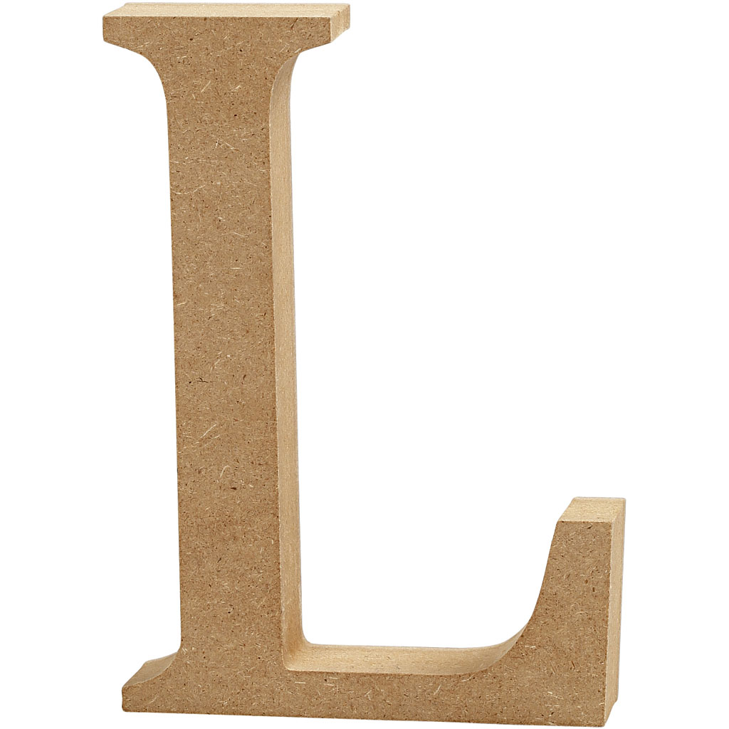 Letter MDF, H: 13 cm, dikte 2 cm - L