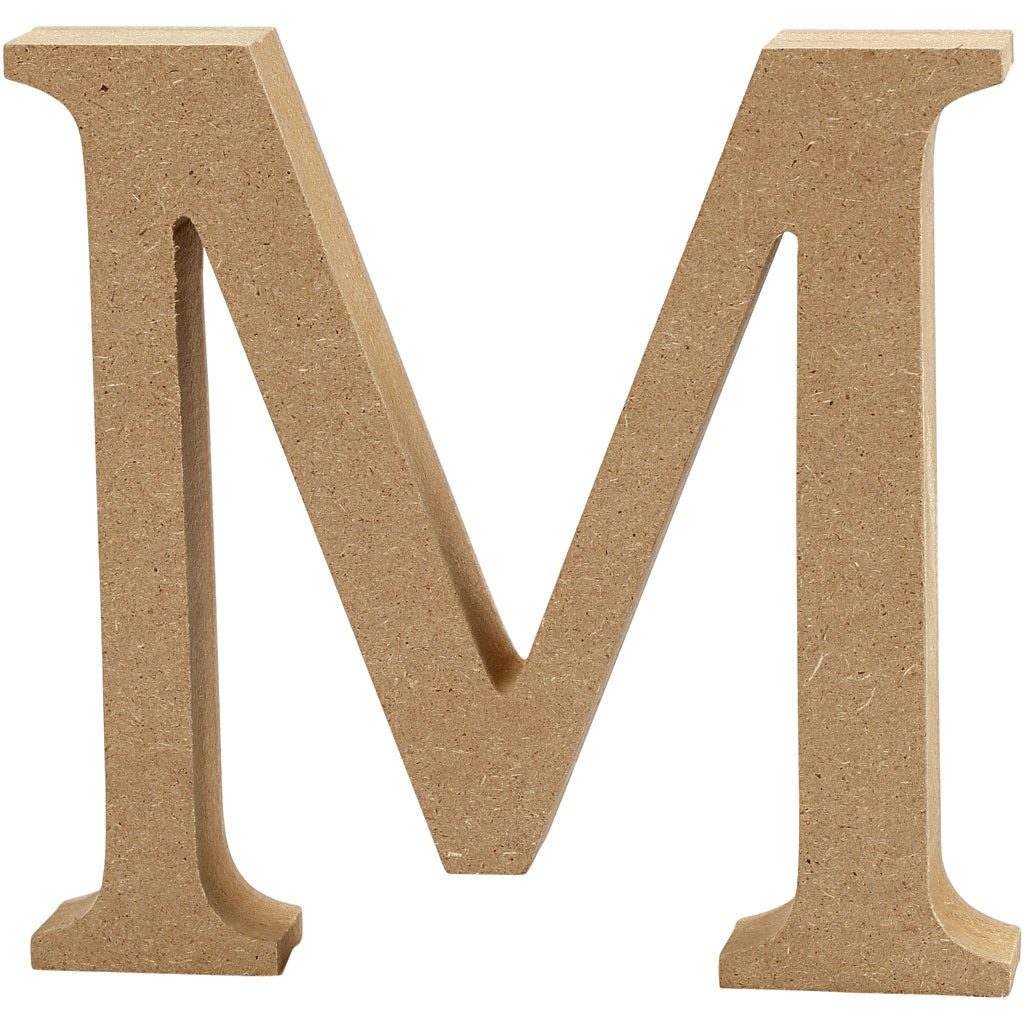 Letter MDF, H: 13 cm, dikte 2 cm - M