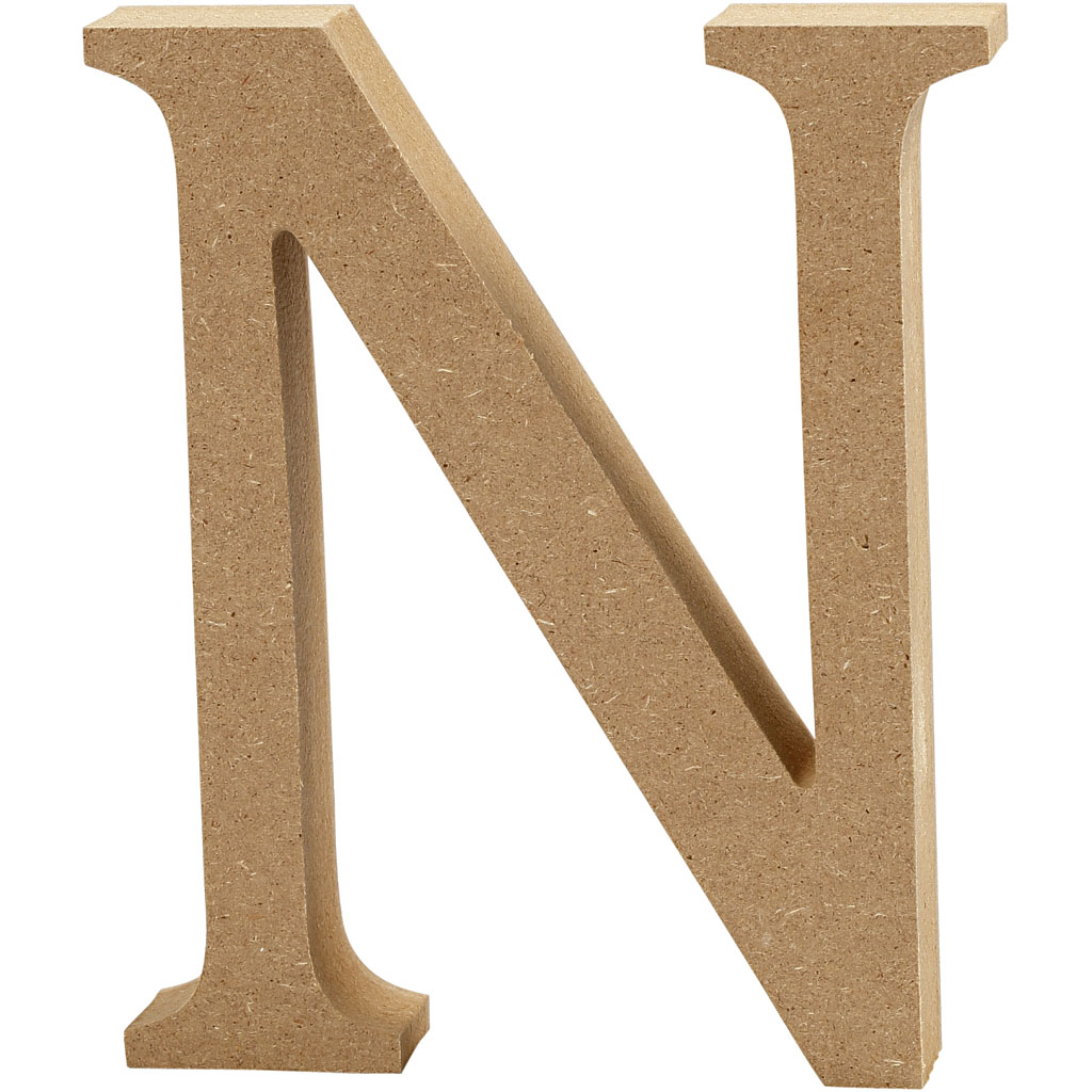 Letter MDF, H: 13 cm, dikte 2 cm - N