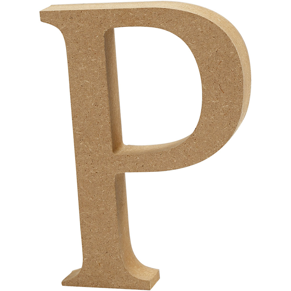 Letter MDF, H: 13 cm, dikte 2 cm - P