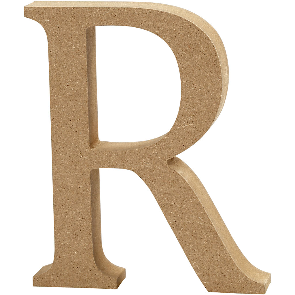 Letter MDF, H: 13 cm, dikte 2 cm - R