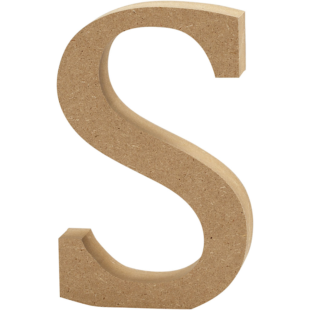 Letter MDF, H: 13 cm, dikte 2 cm - S