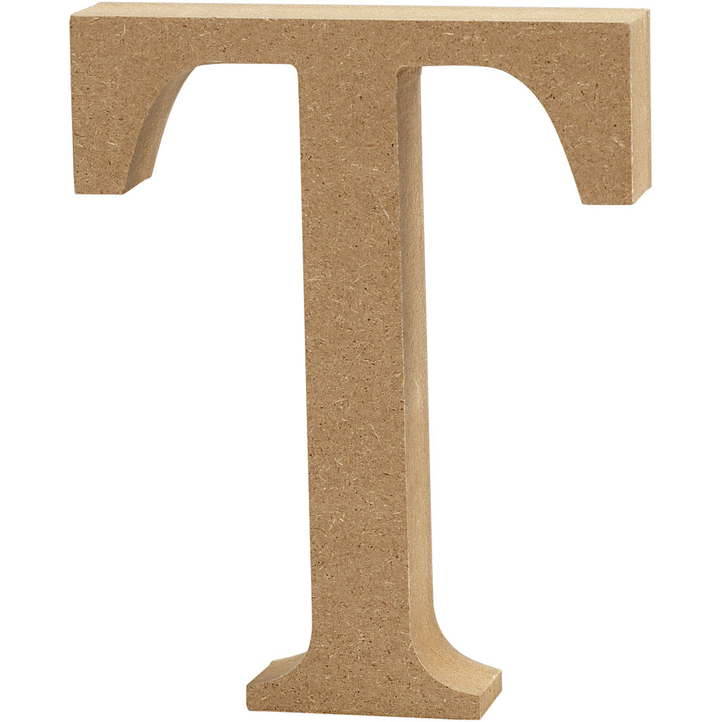 Letter MDF, H: 13 cm, dikte 2 cm - T