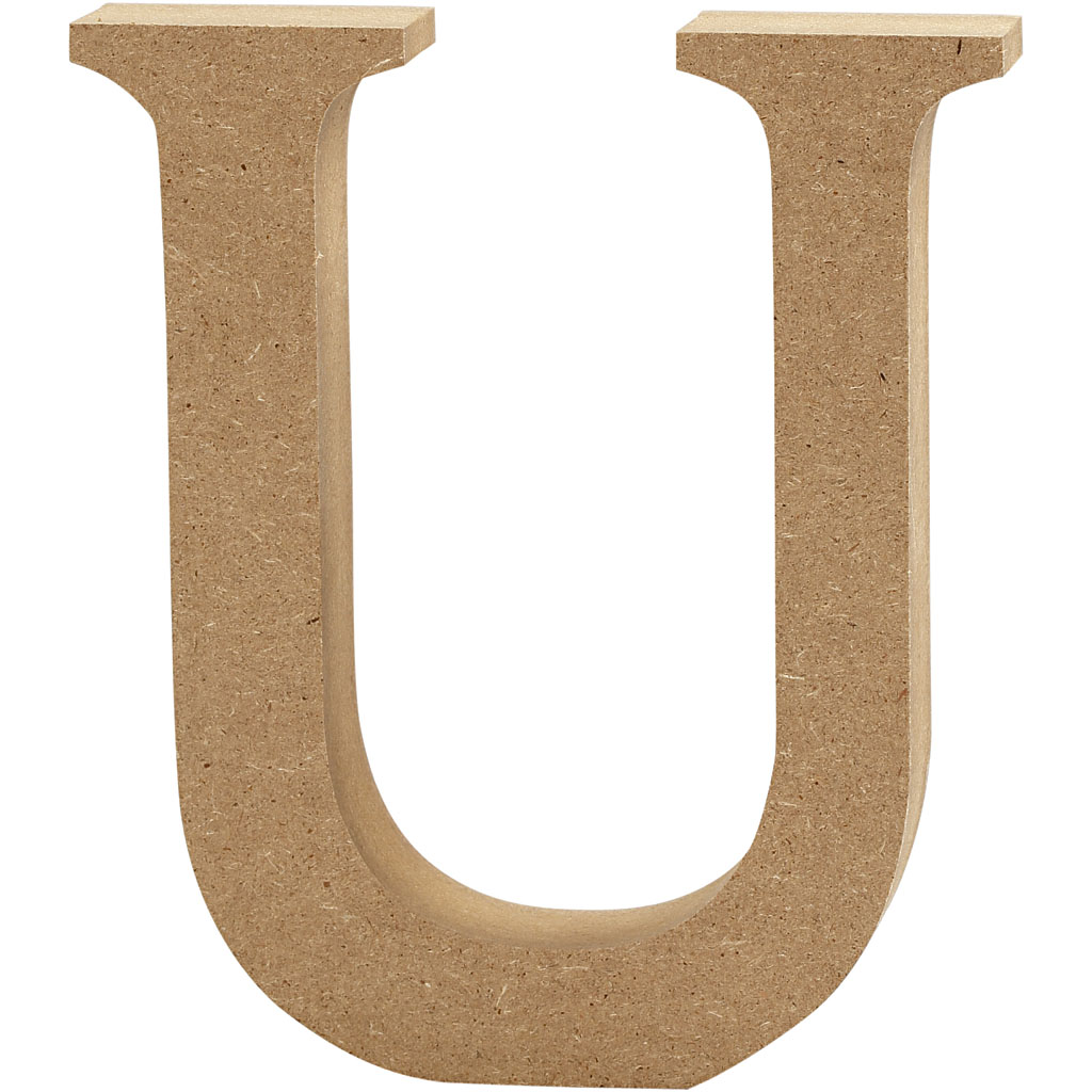 Letter MDF, H: 13 cm, dikte 2 cm - U