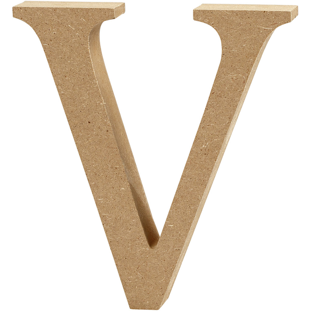 Letter MDF, H: 13 cm, dikte 2 cm - V