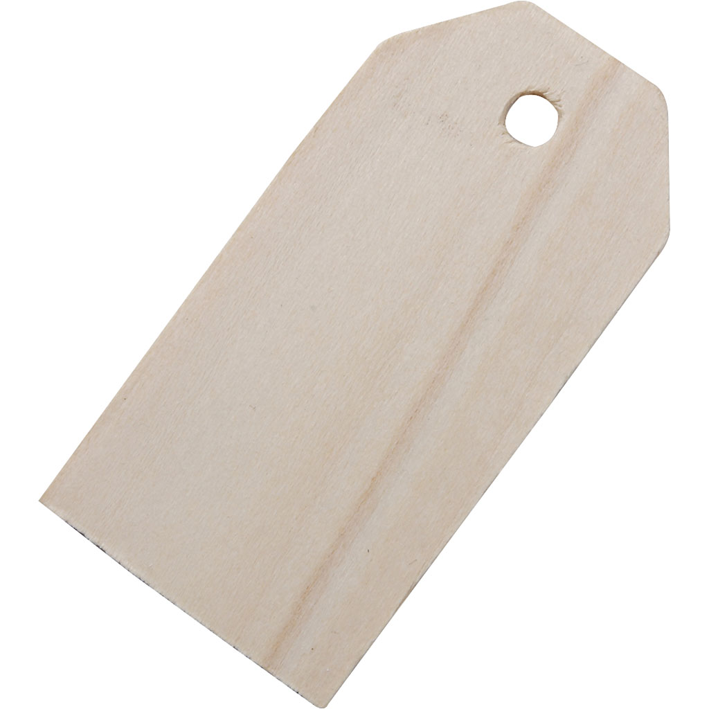 Labels hout, 3 x 6 cm - 10 stuks