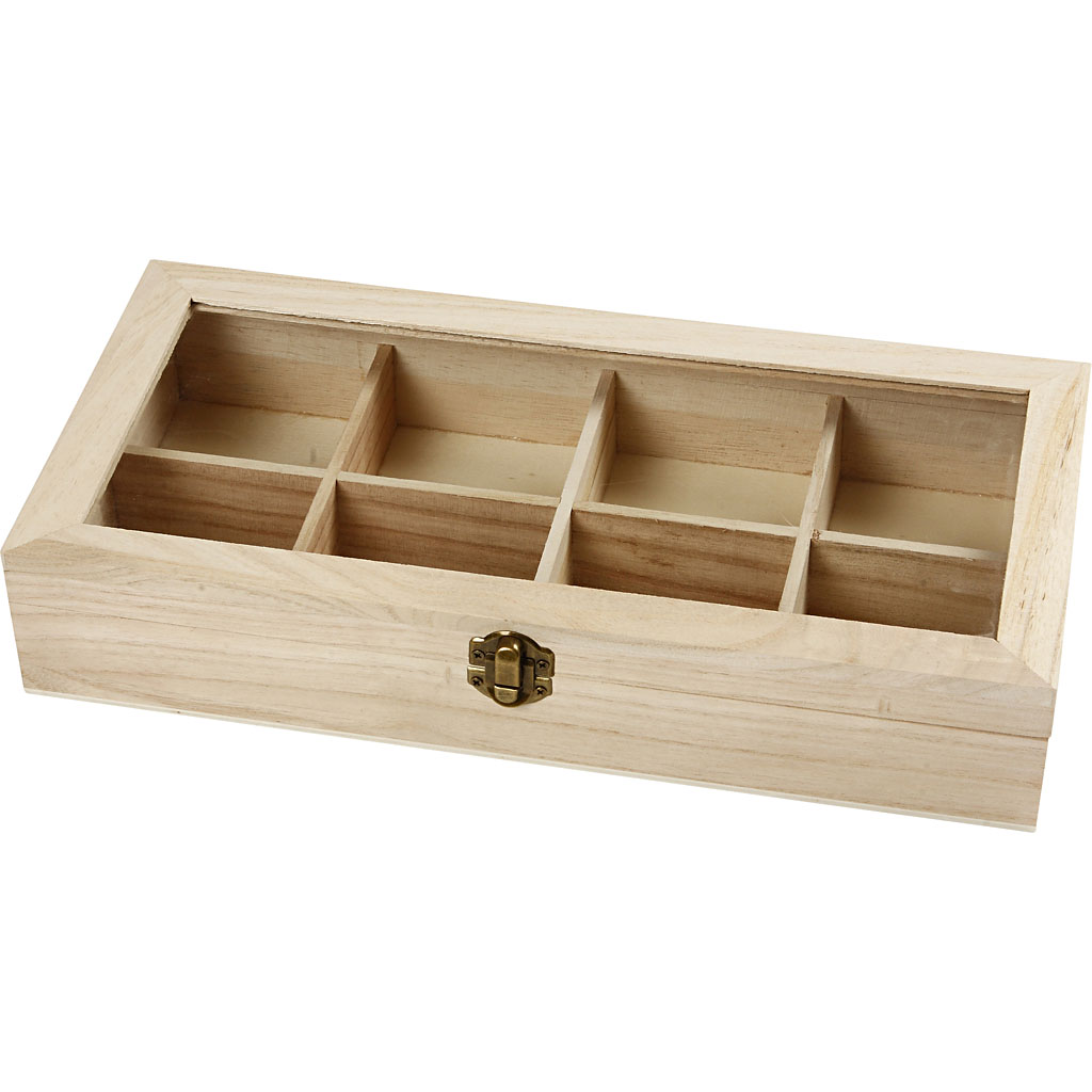 Presentatiebox met glazen deksel, 32x16x6 cm - Keizerin boom