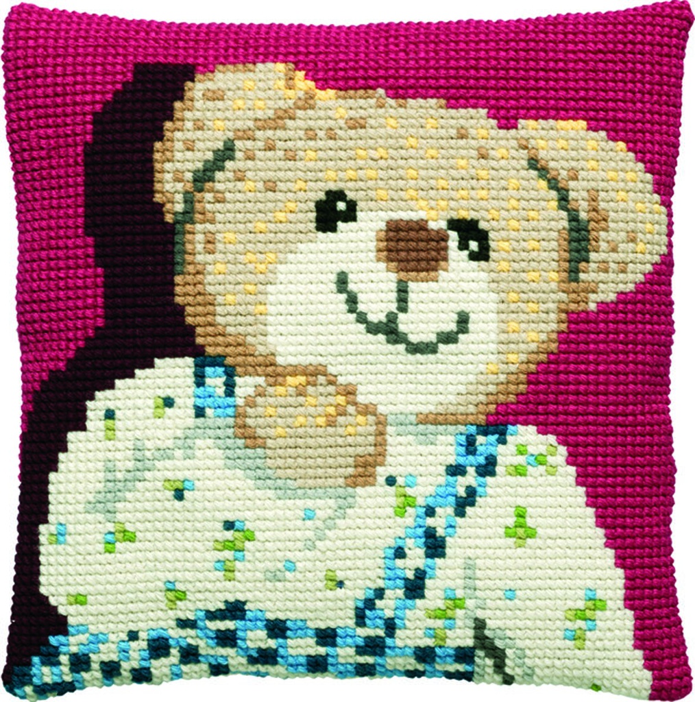 Kit coussin point de croix 40x40cm, Ourson