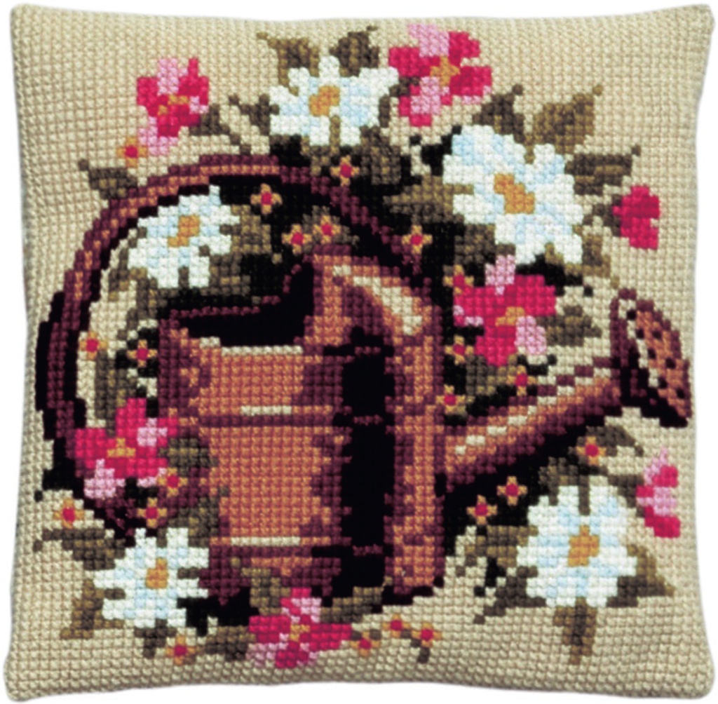 Kit coussin point de croix 40x40cm, Arosoir & Fleurs