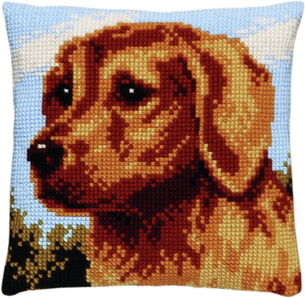 Kit coussin point de croix 40x40cm, Labrador