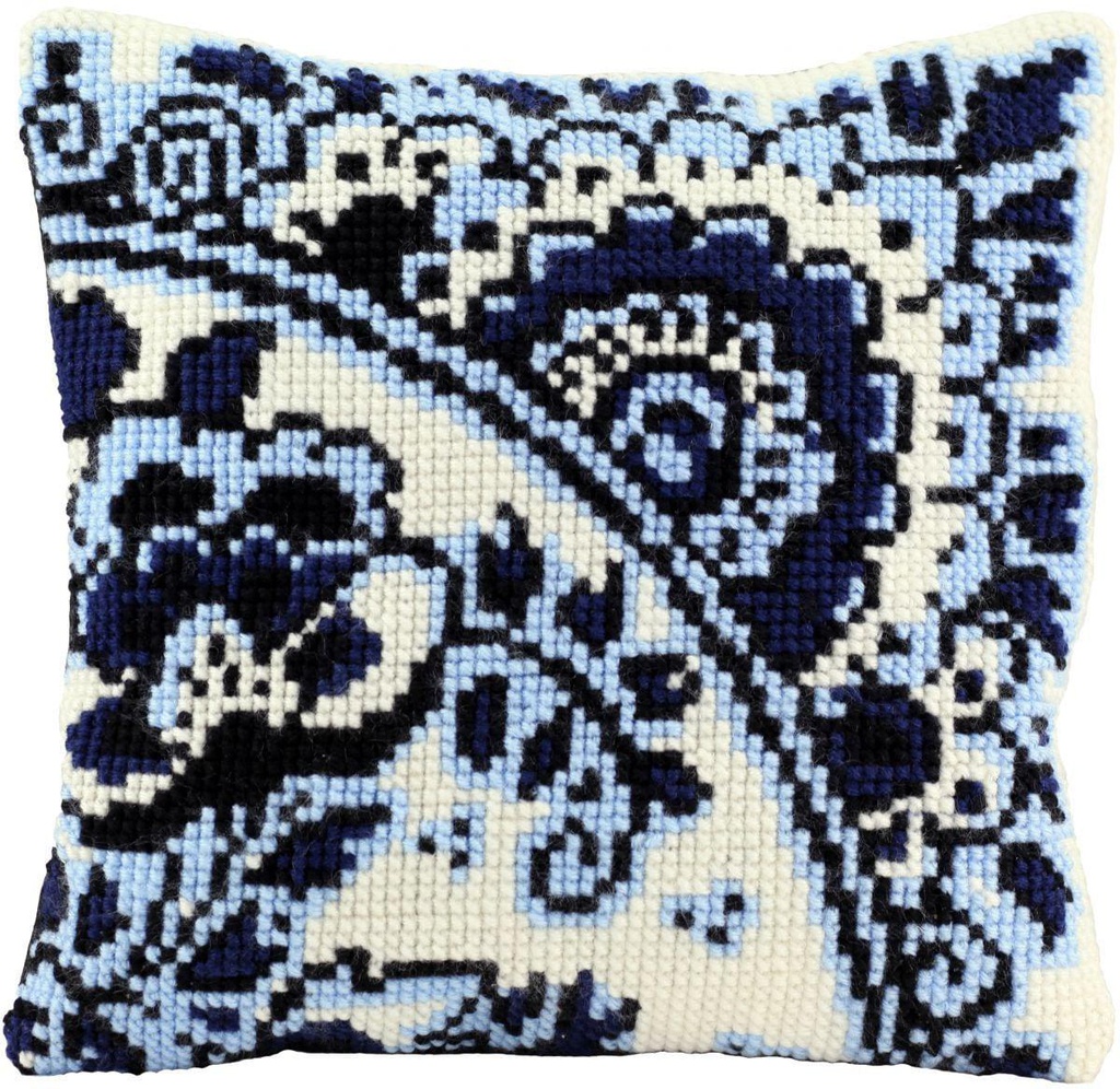 Kruissteekkussen 40x40cm, Ornament Delft (incl. naald en garen) 