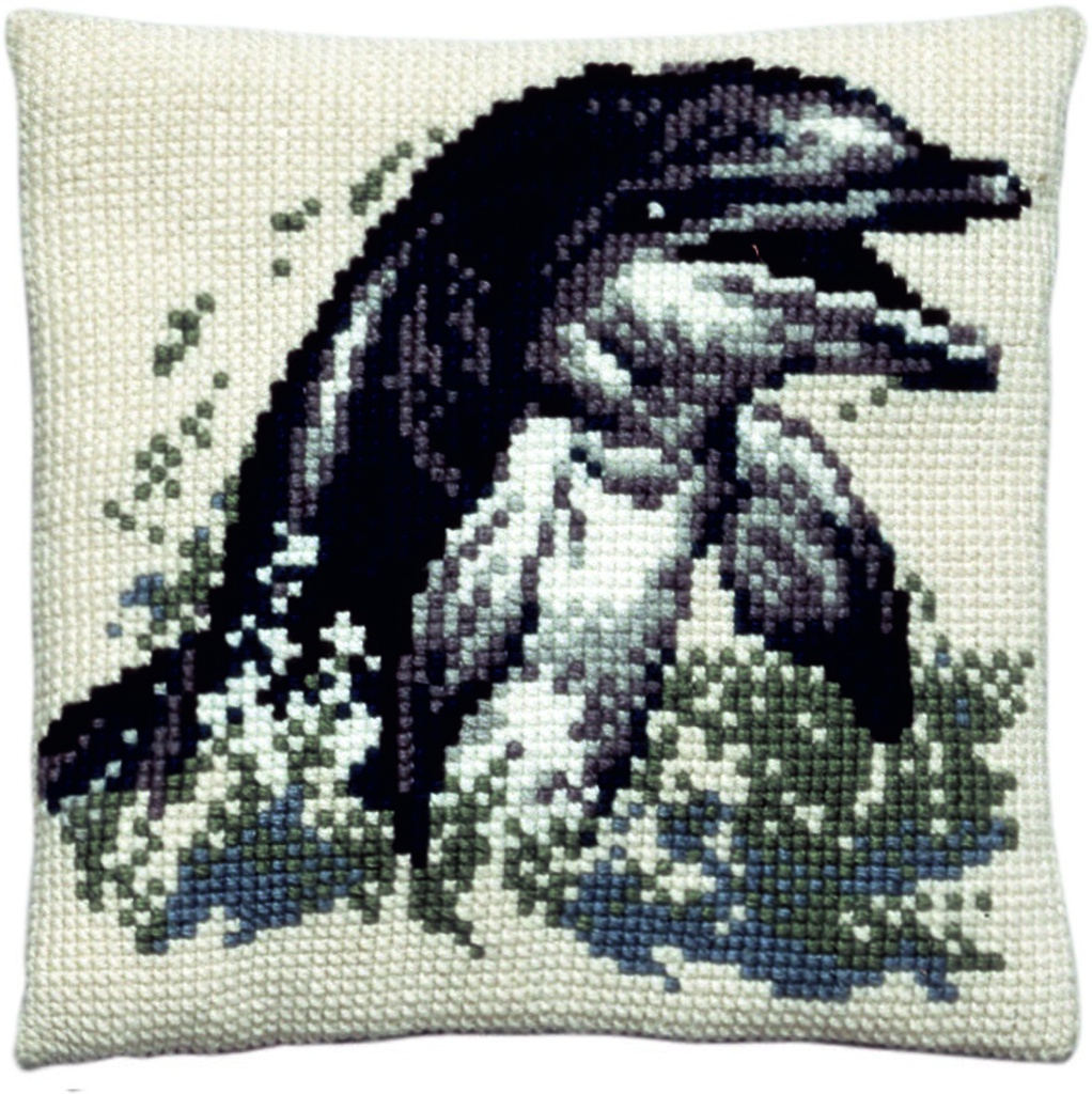 Kit coussin point de croix 40x40cm, Dauphin