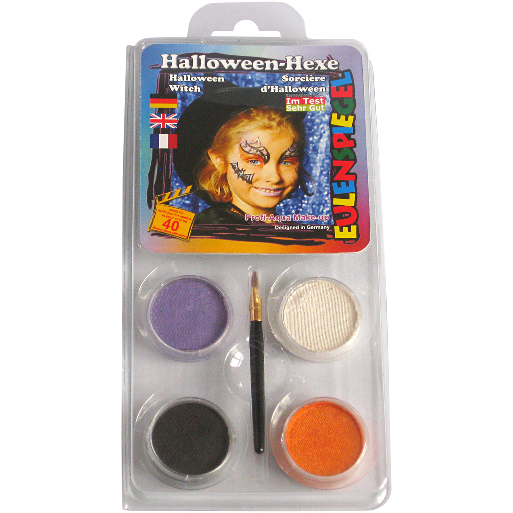 Eulenspiegel Schmink - Motieven set, diverse kleuren, halloween heks, 1 set