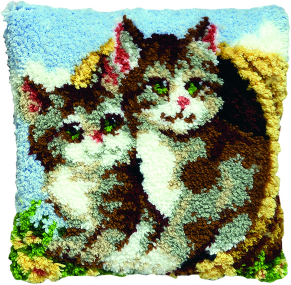 Kit à nouer 40x40cm, Chatons dans panier