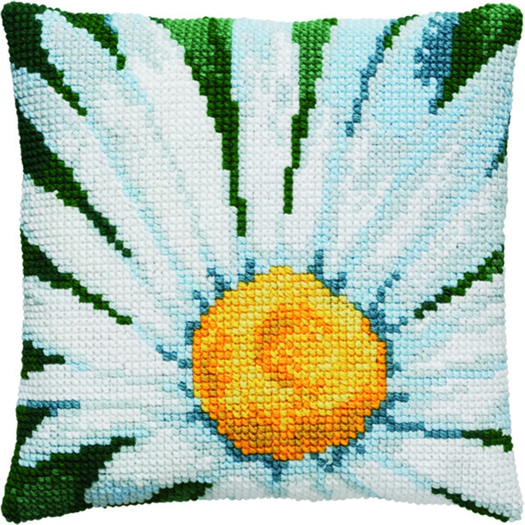 Kit coussin point de croix 40x40cm, Marguerite