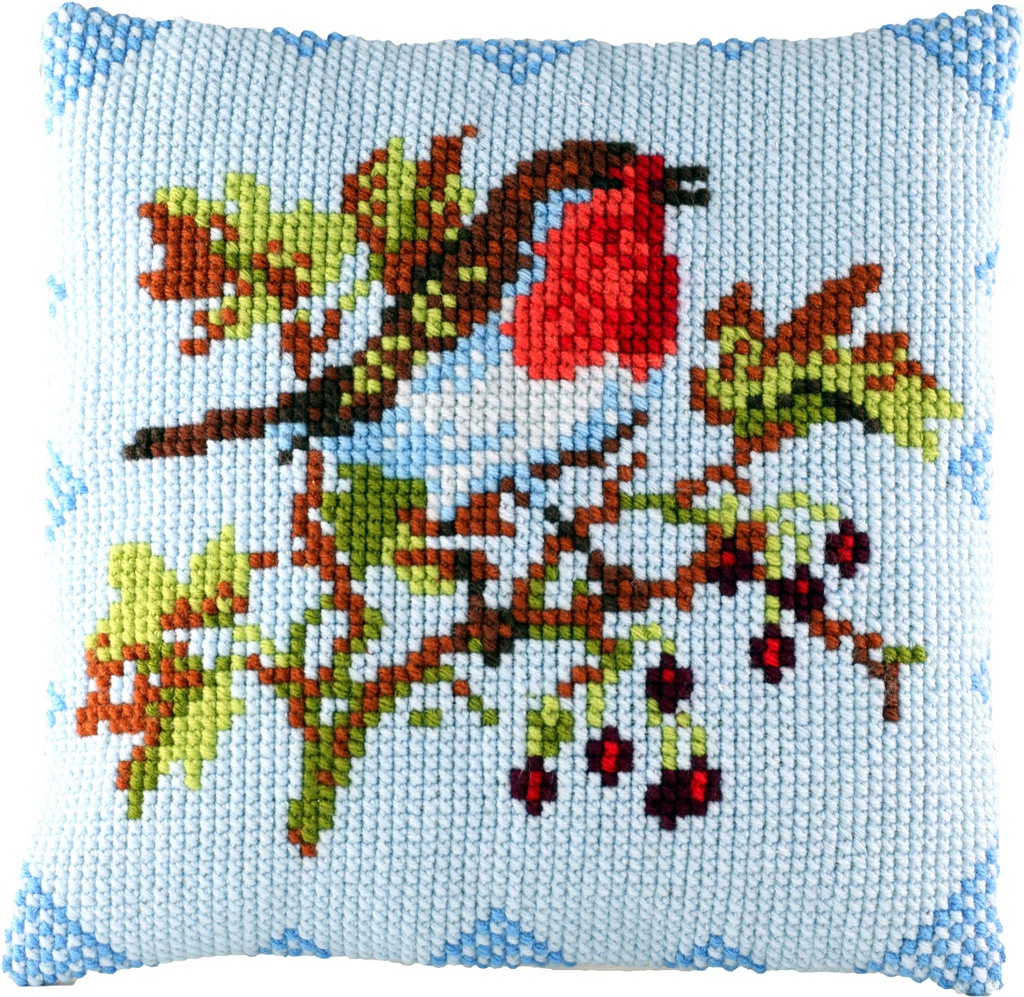 Kit coussin point de croix 40x40cm, Oiseau sur branche