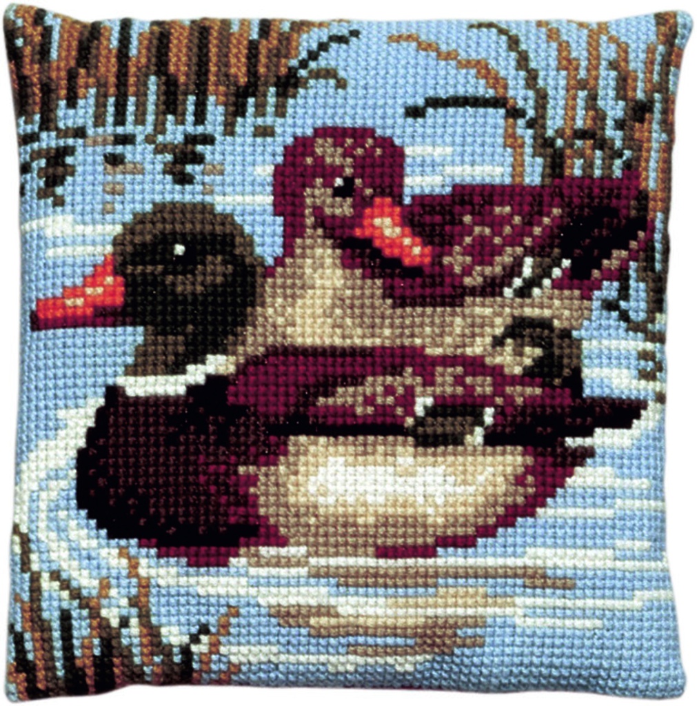 Kit coussin point de croix 40x40cm, Canards