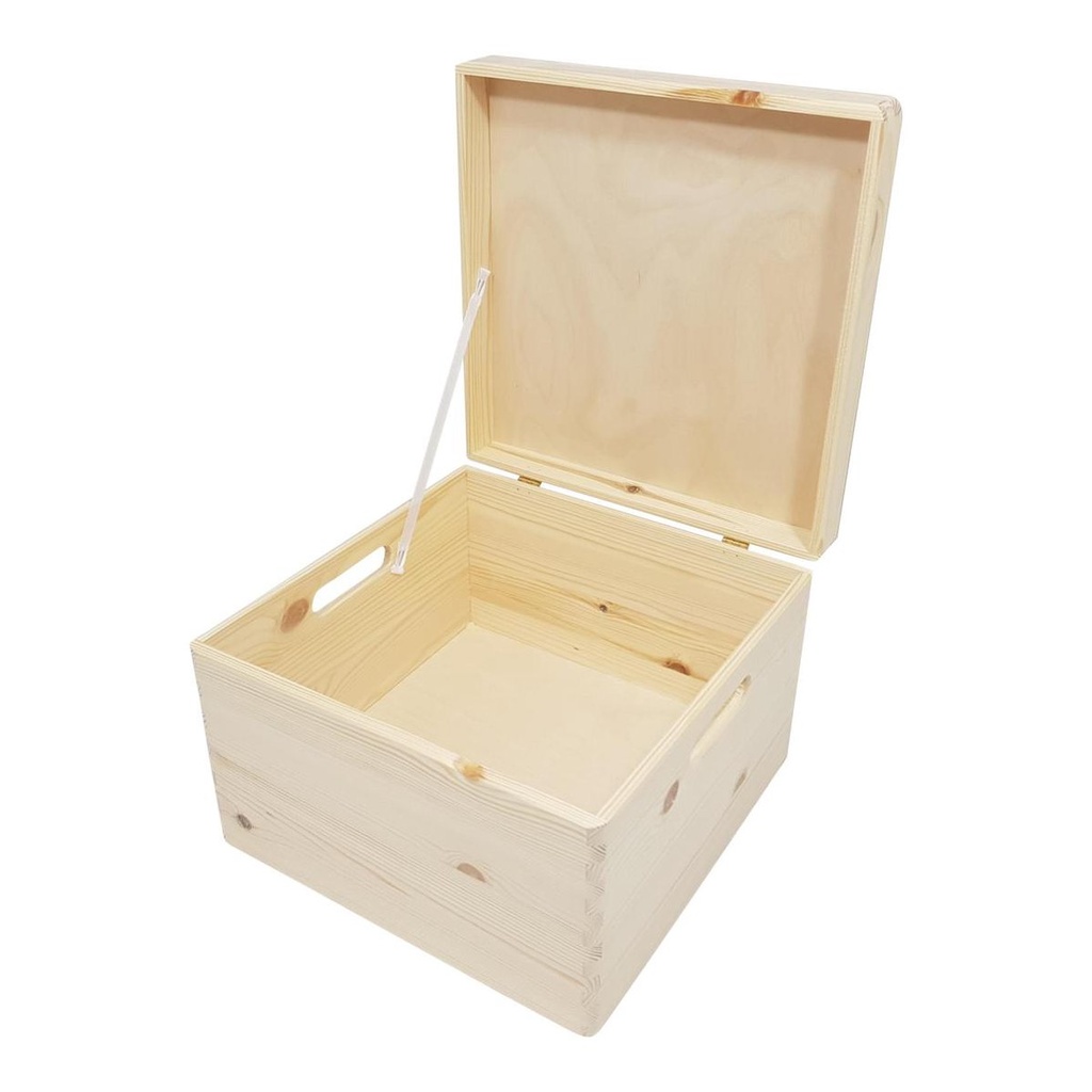 Opbergbox met deksel, 20x20x14 cm - Dennenhout