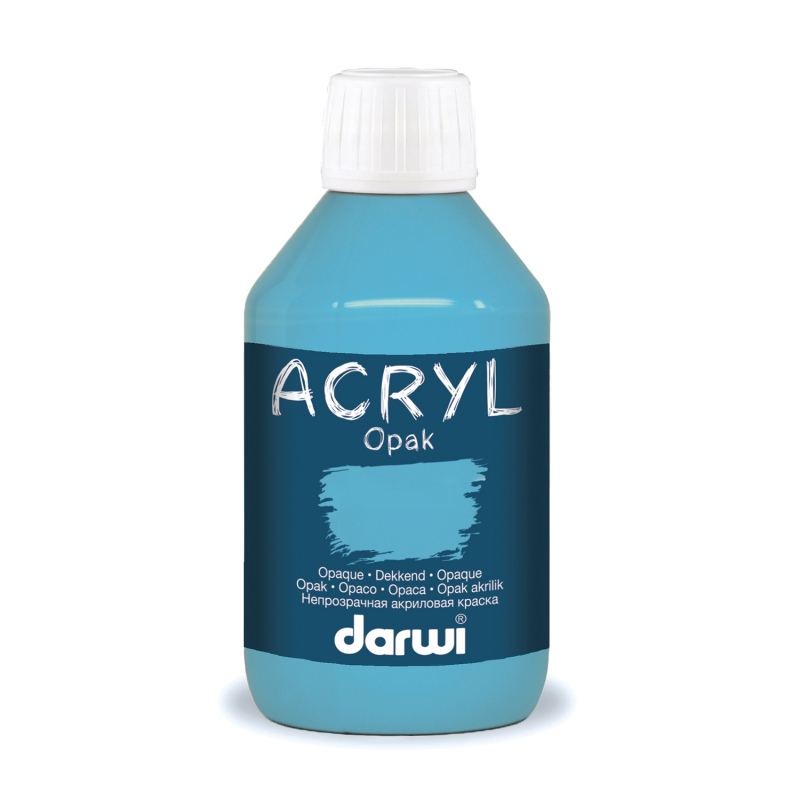 Darwi Acryl Opak acrylverf, 250ml, Turquoise Blauw (280)