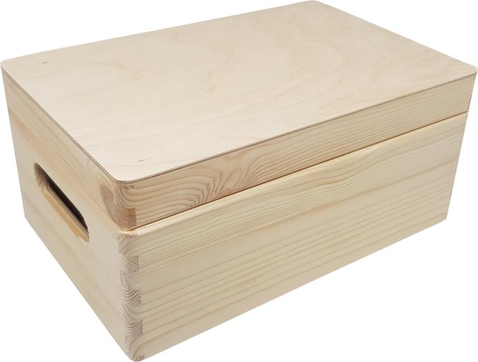 Opbergbox met deksel, 30x20x14 cm - Dennenhout