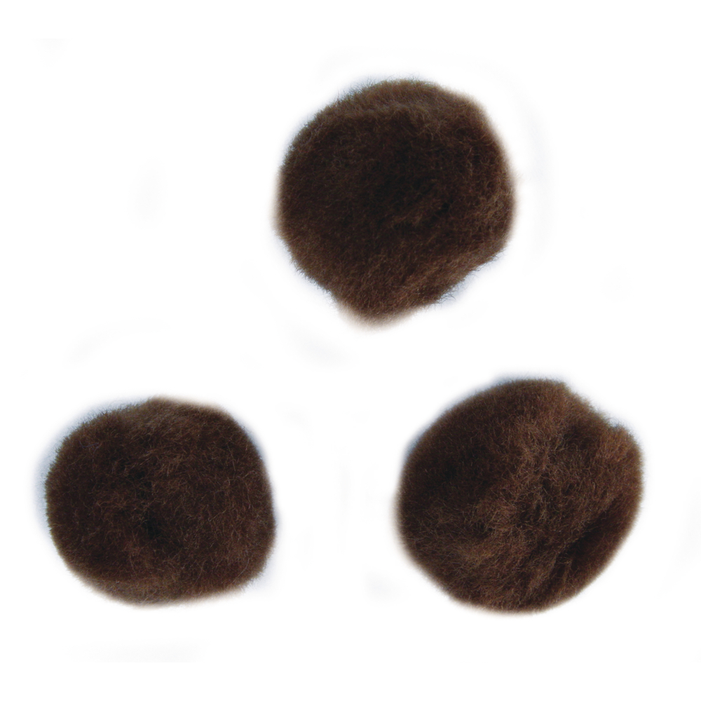 Pompons, 15 mm, 60 pces, Brun