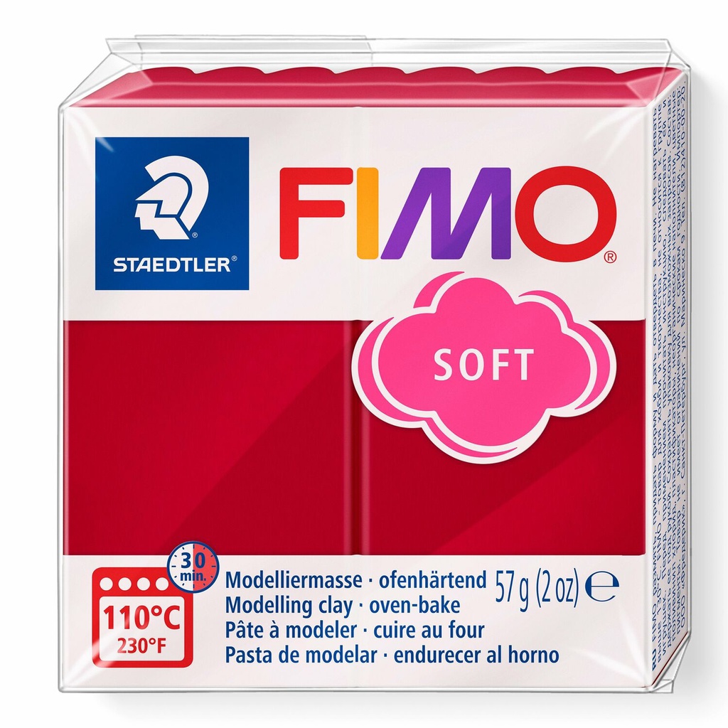 Fimo soft Boetseerklei, kersenrood, 8020-26, 57g