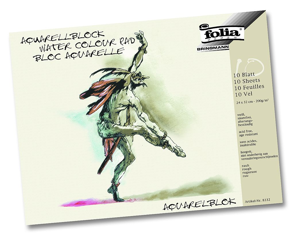 Aquarelpad ruw 200g/m², 24x32cm, 10 vellen, 4 hoeken gebonden