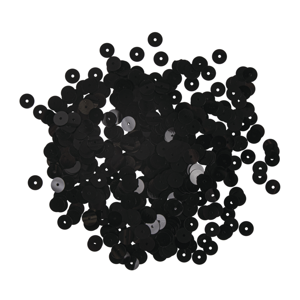 Paillettes lisses, 6mm ø, noir, boîte 4000 pièces