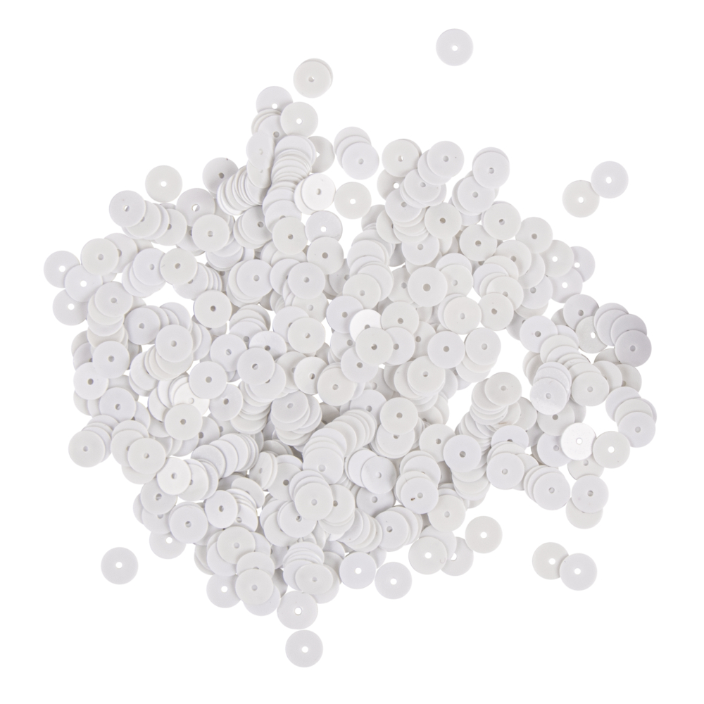 Paillettes lisses, 6mm ø, blanc, boîte 4000 pièces