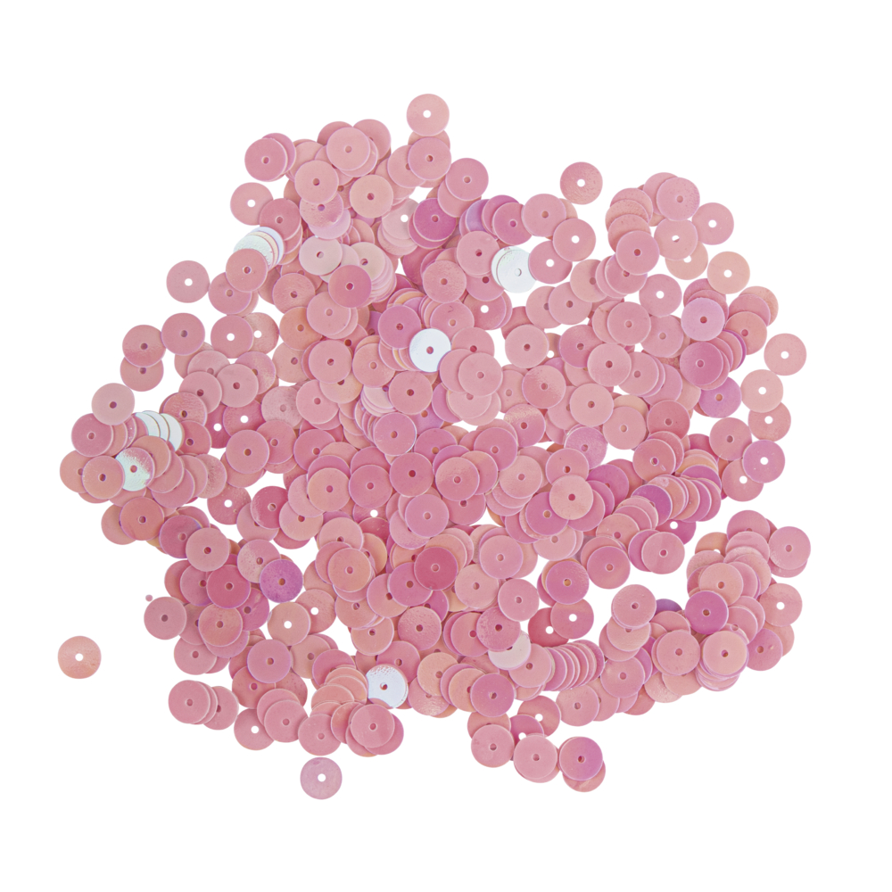 Paillettes lisses, 6mm ø, rose irisé, boîte 4000 pièces