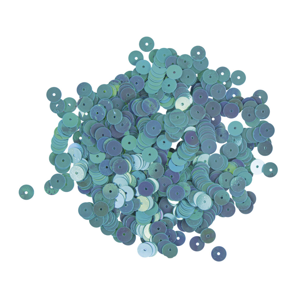 Paillettes lisses, 6mm ø, bleu irisé, boîte 4000 pièces