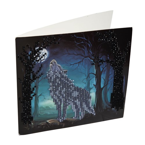 Crystal Card Kit ® Diamond Painting 18x18cm, Howling Wolf